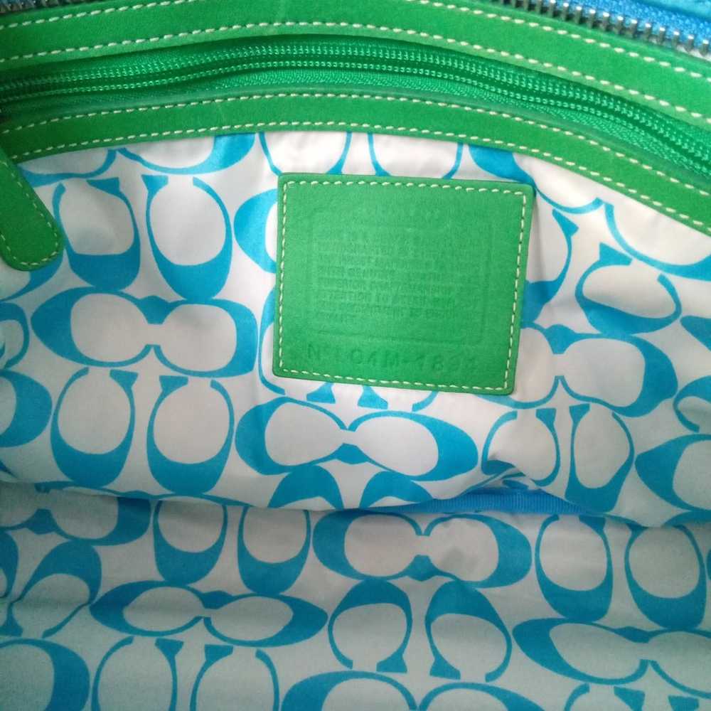 Coach Mini Hamptons Nylon Small Tote Handbag Teal… - image 6