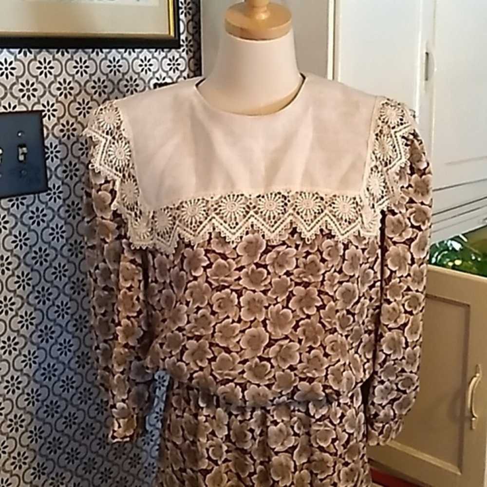 Vintage 1980s Granny chic Cottage core dress made… - image 2