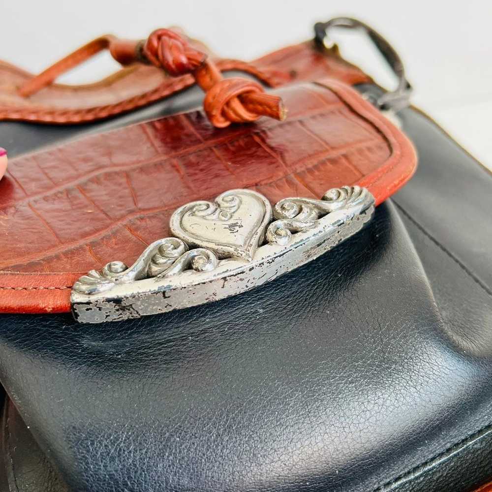 Vintage BRIGHTON Black Leather & Brown Croc Embos… - image 8