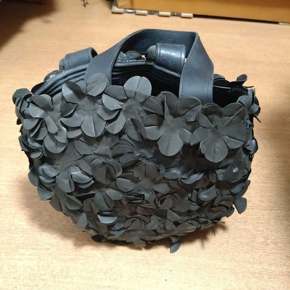 Black Flower Motif Handbag - image 1