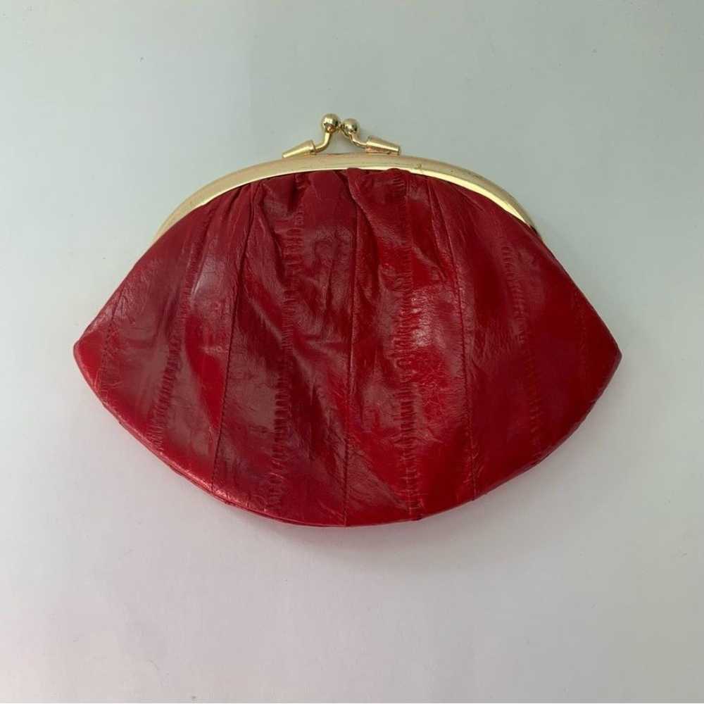 Red small pouch made in Korea genuine eel skin co… - image 1