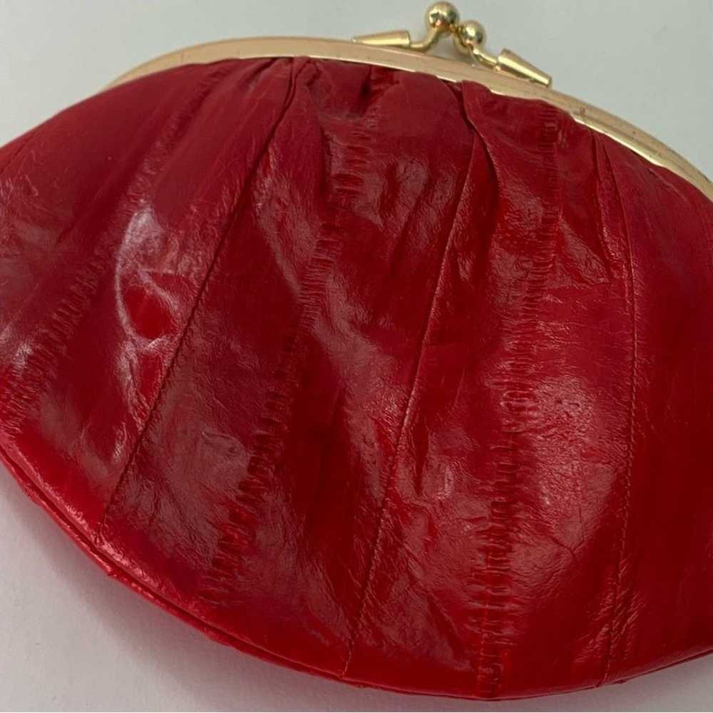 Red small pouch made in Korea genuine eel skin co… - image 2