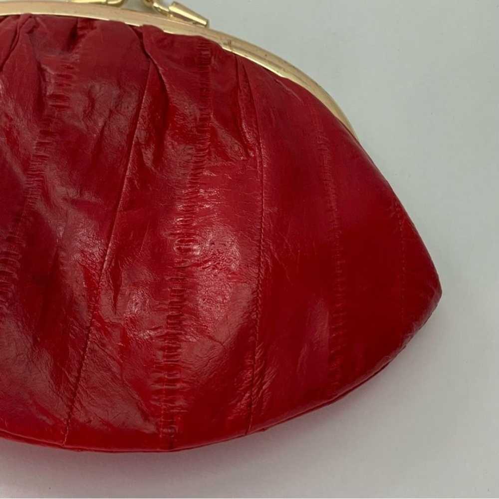 Red small pouch made in Korea genuine eel skin co… - image 3