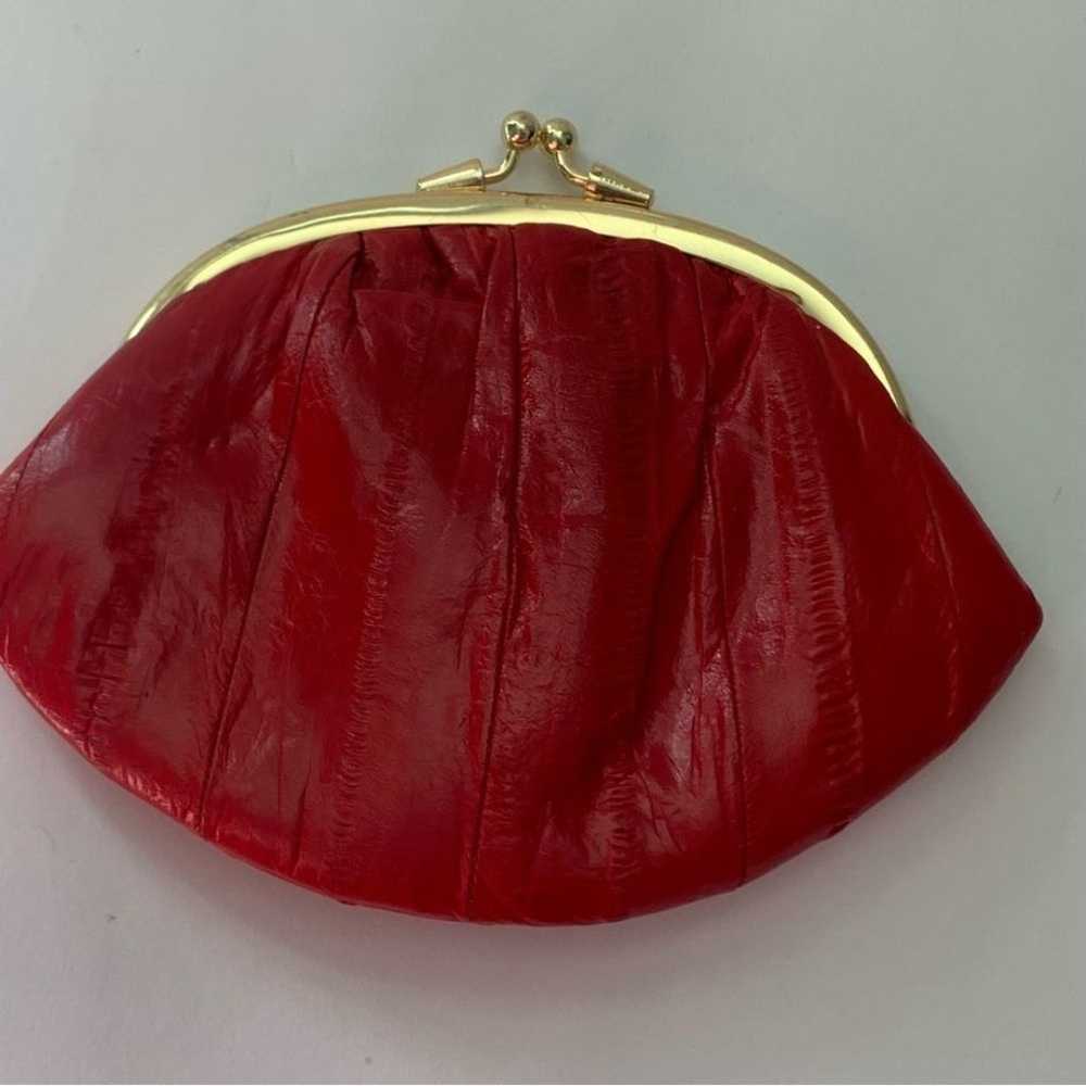 Red small pouch made in Korea genuine eel skin co… - image 4