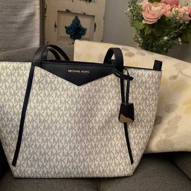 Michael Kors Whitney Navy/White Leather Handbag - 