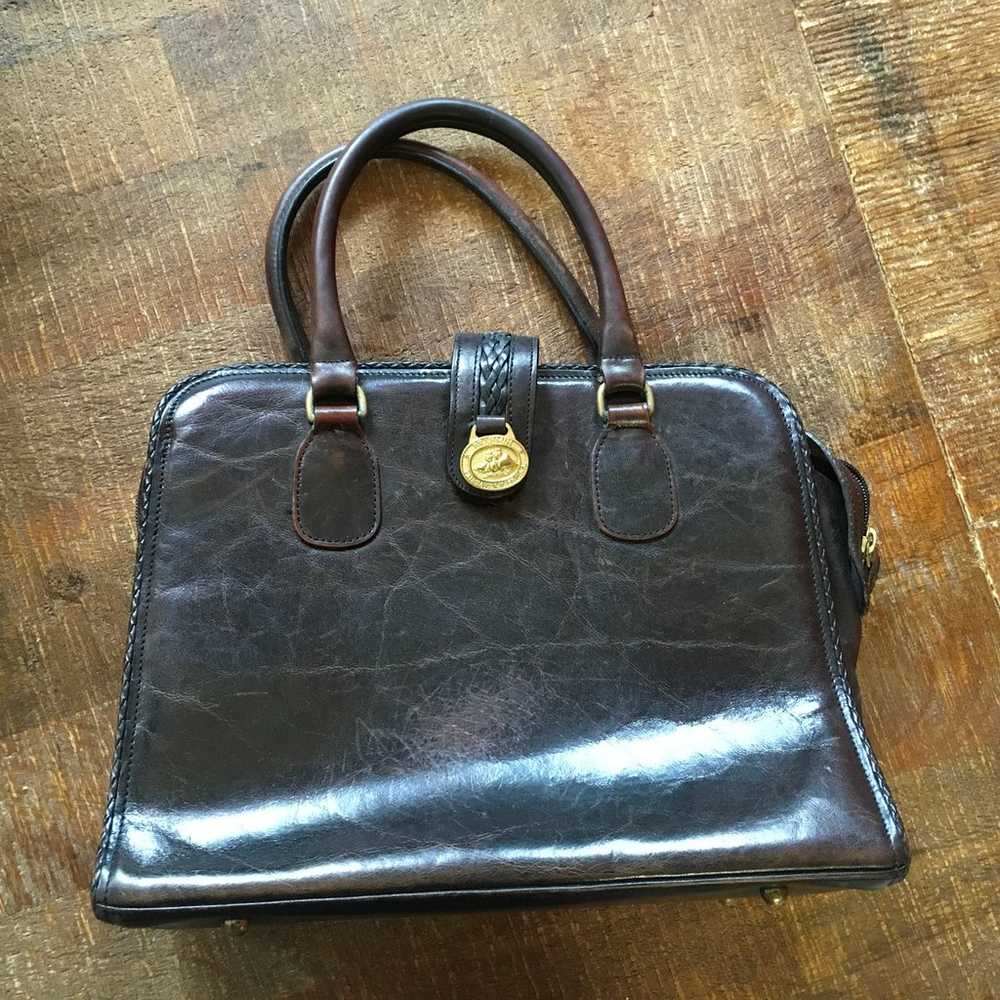 Brahmin Vintage Black Brown Leather Handbag Purse… - image 2