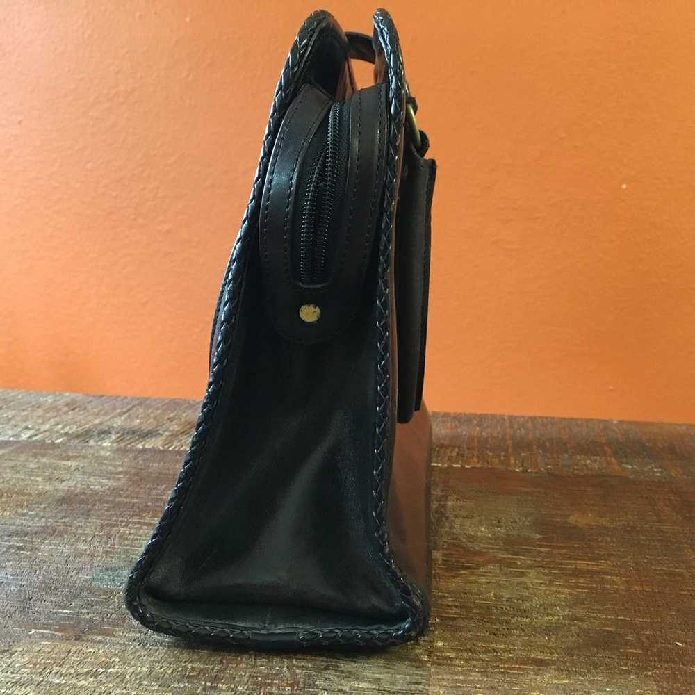 Brahmin Vintage Black Brown Leather Handbag Purse… - image 3