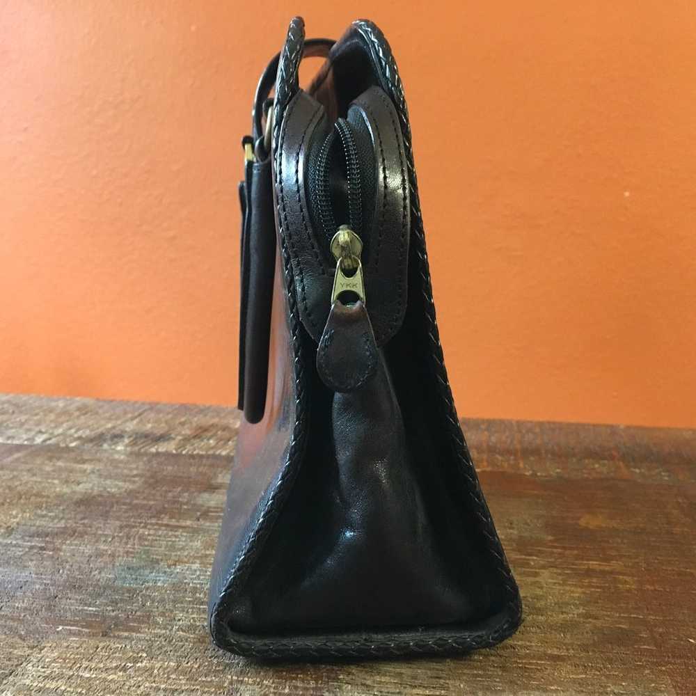 Brahmin Vintage Black Brown Leather Handbag Purse… - image 4