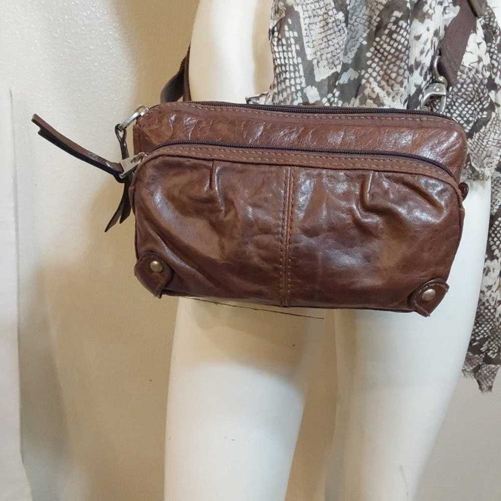 FOSSIL VINTAGE BROWN LEATHER/ BODY/FUNNY / PACK/ … - image 1