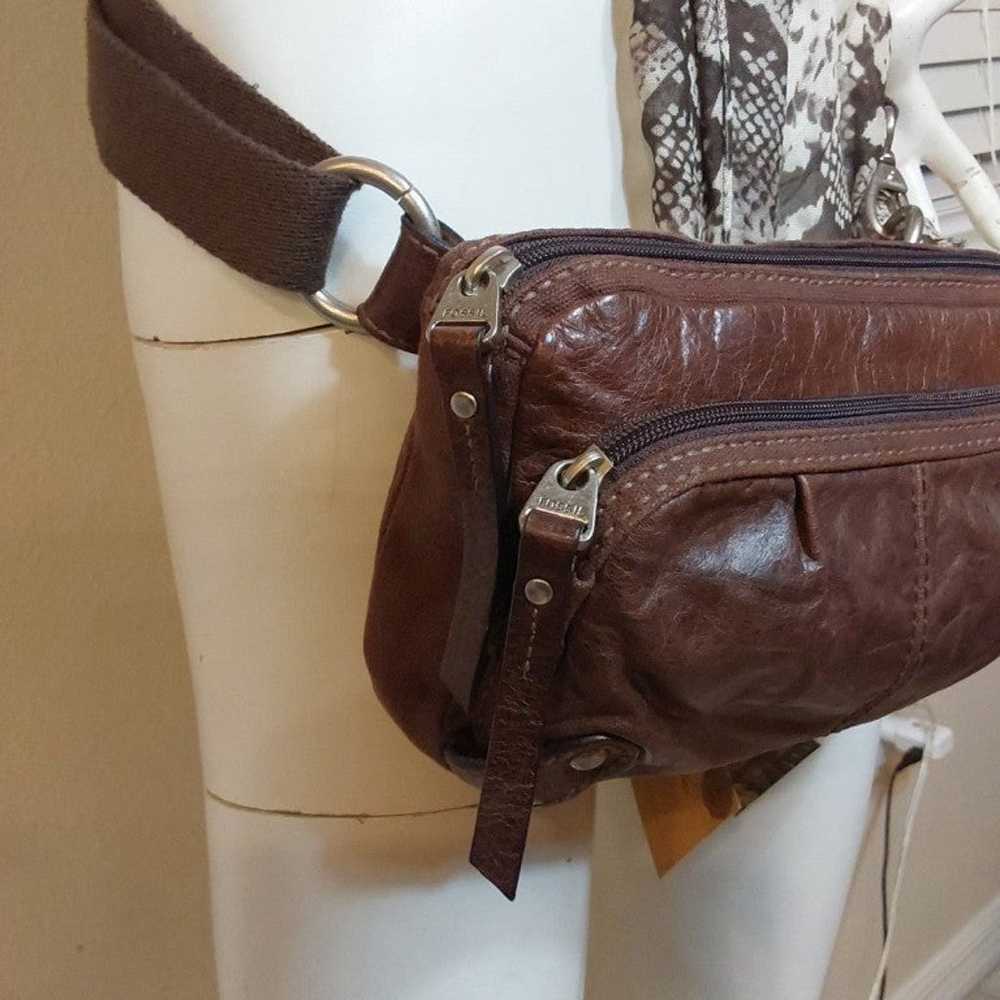 FOSSIL VINTAGE BROWN LEATHER/ BODY/FUNNY / PACK/ … - image 3