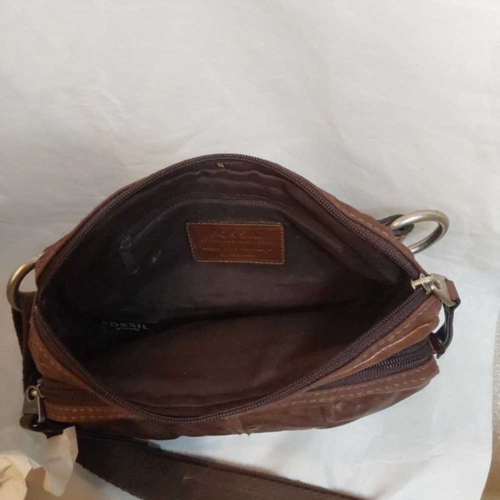 FOSSIL VINTAGE BROWN LEATHER/ BODY/FUNNY / PACK/ … - image 5