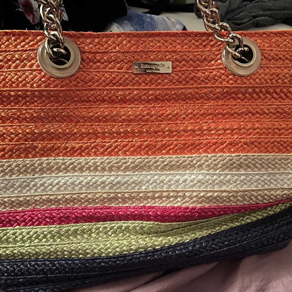 Kate Spade chelsea market striped straw bag - image 7