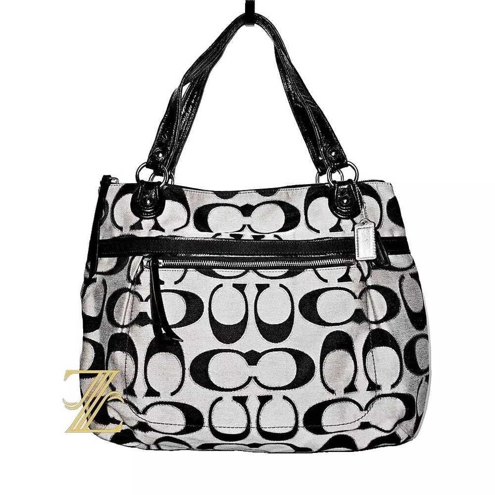 COACH 18979 POPPY KHAKI SILVER/GRAY TOTE BAG - image 1