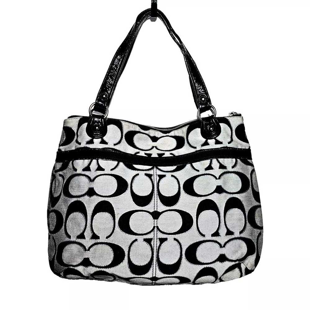 COACH 18979 POPPY KHAKI SILVER/GRAY TOTE BAG - image 2