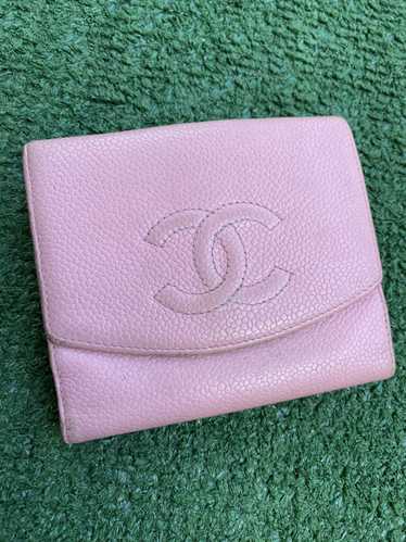 Chanel CC caviar leather bifold wallet