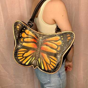 Biacci vintage handpainted leather monarch butterf