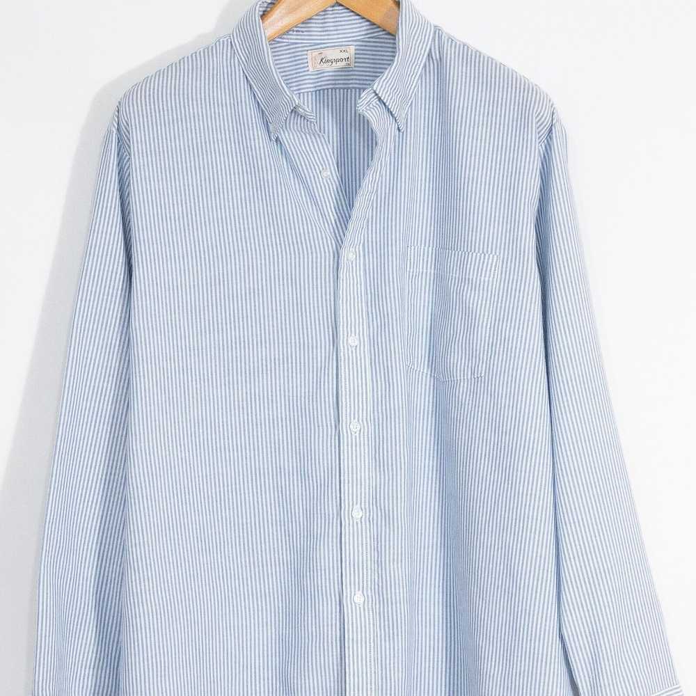 Vintage Vintage Blue Striped Oxford Shirt Mens 2X… - image 2