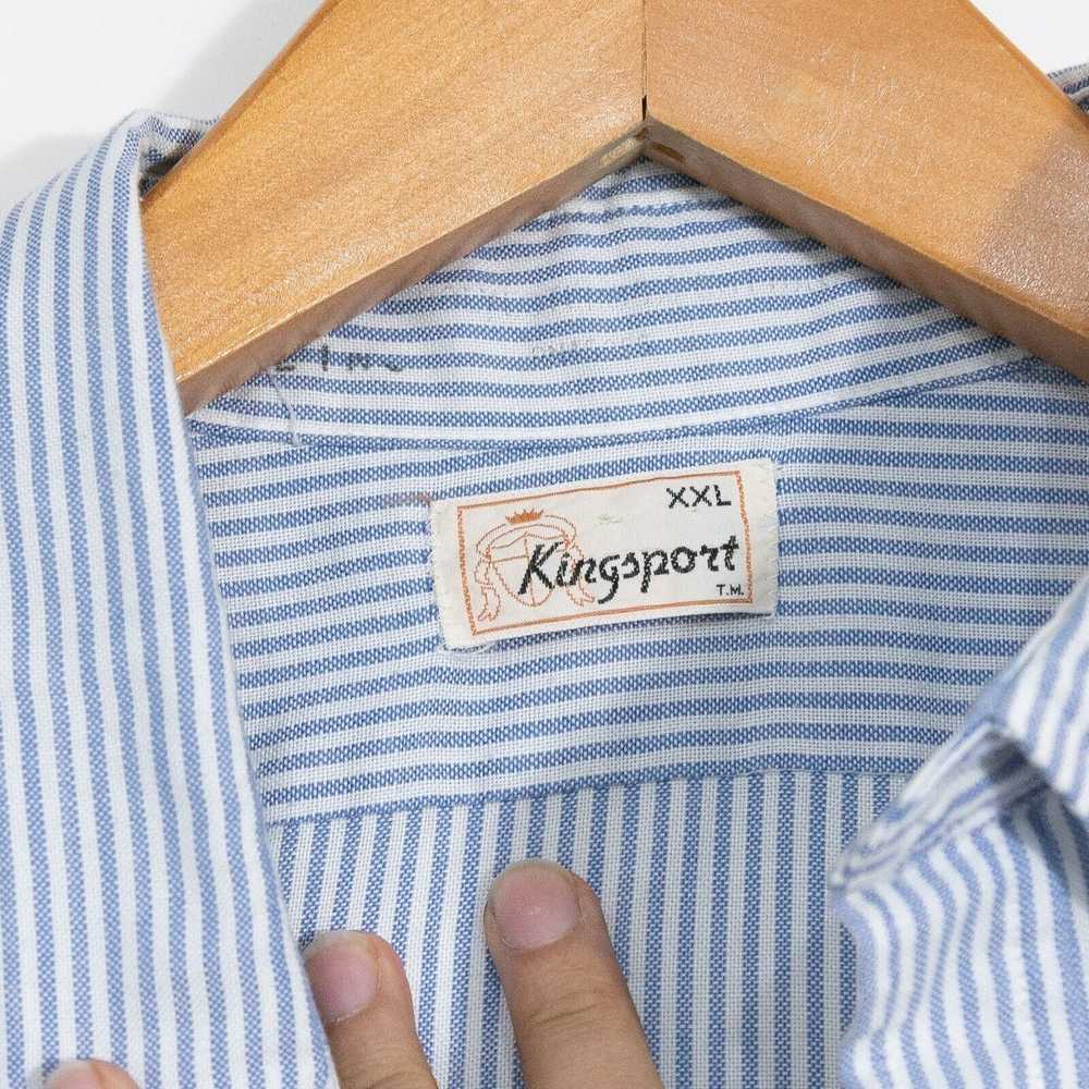 Vintage Vintage Blue Striped Oxford Shirt Mens 2X… - image 3