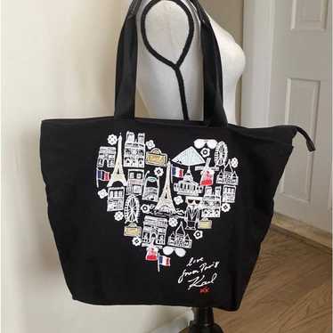 Karl Lagerfeld Paris Double Strap Canvas Tote Bag