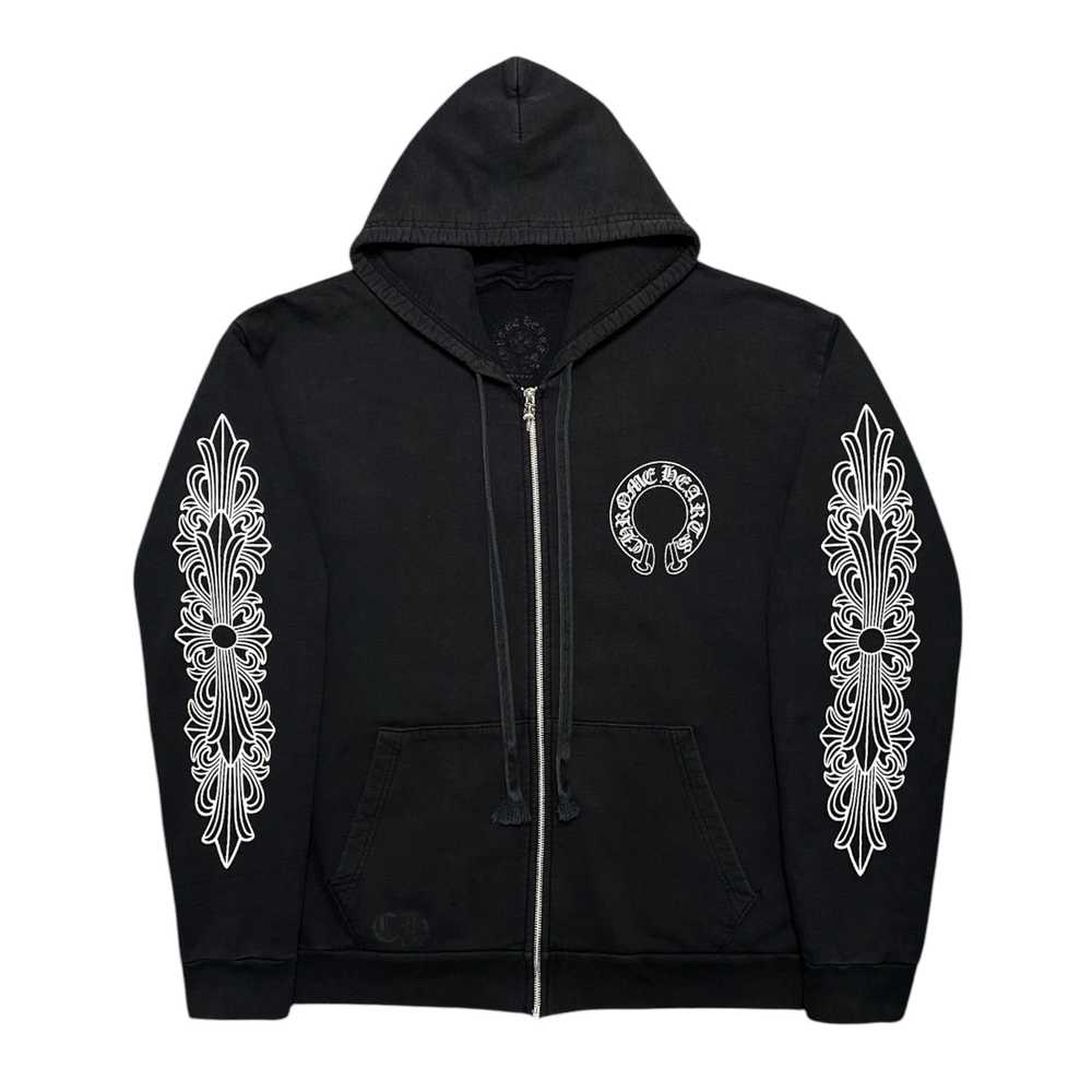 Chrome Hearts Horseshoe Floral Zip-Up Hooded Swea… - image 1