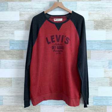 Levi's Levis Logo Crew Raglan Sweatshirt Red Gray 