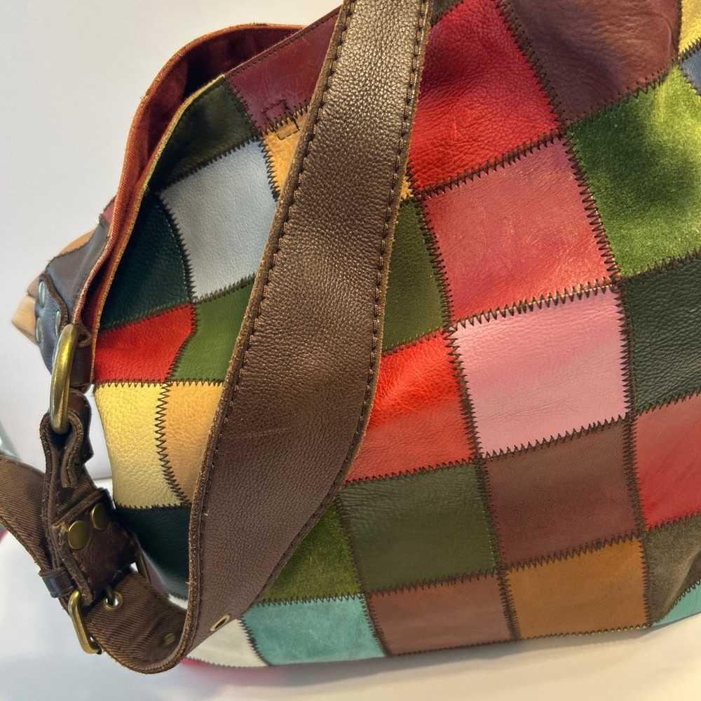 LUCKY BRAND Leather/Suede Multicolor Patchwork Lg… - image 2