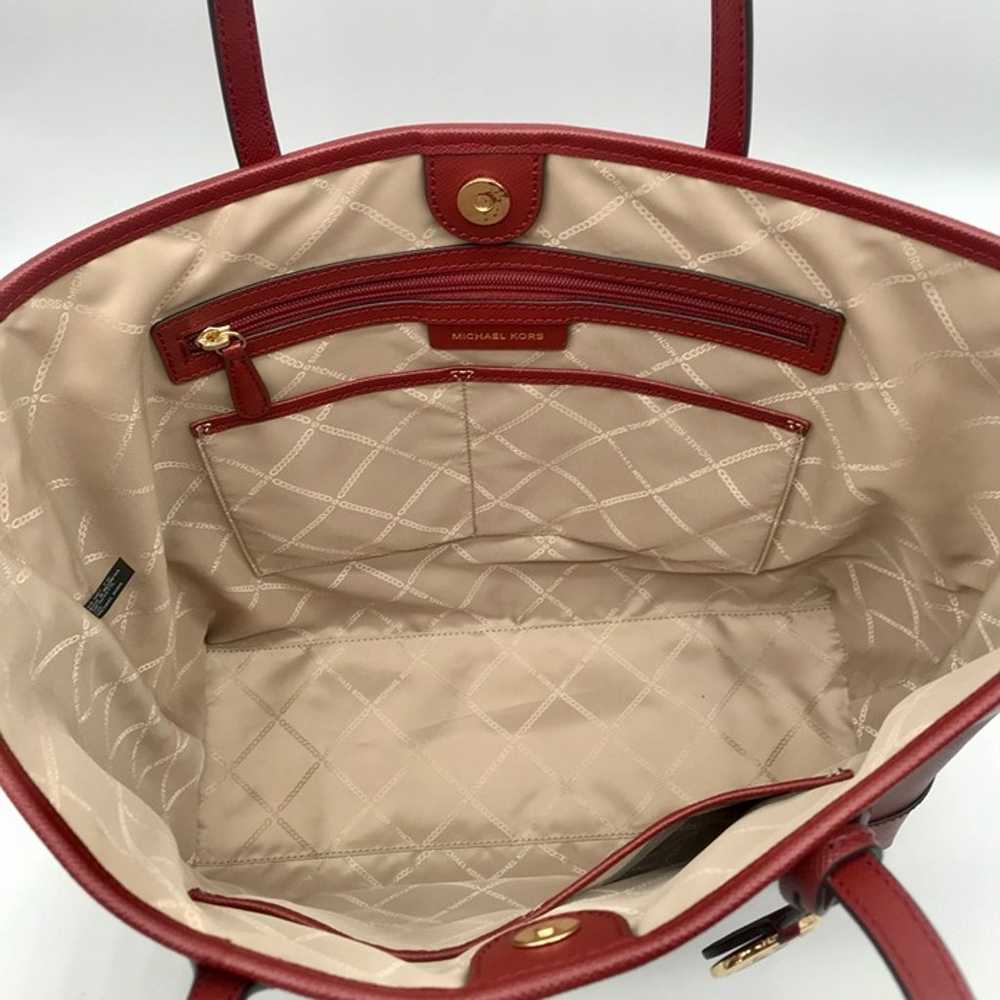 Michael Kors Extra Large Burgundy Leather Saylor … - image 11