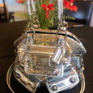 Coach Vintage Poppy Silver Sequin & Leather Spotli