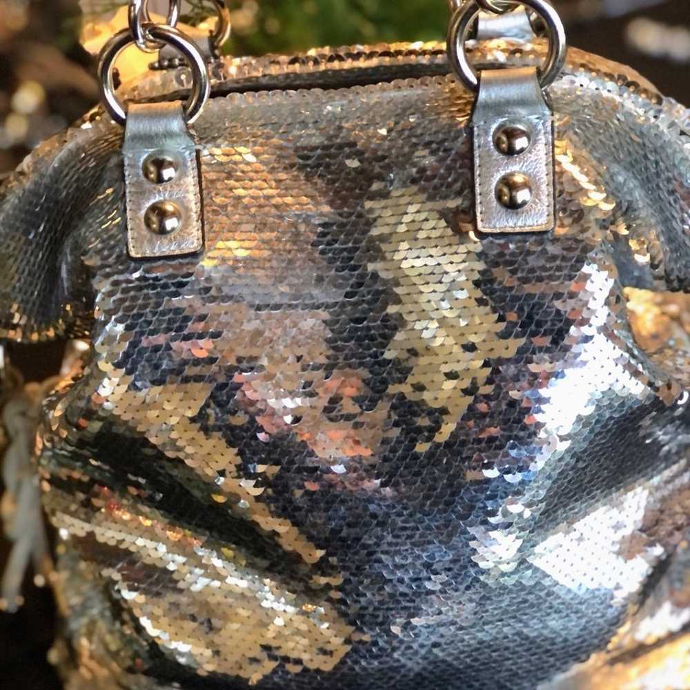 Coach Vintage Poppy Silver Sequin & Leather Spotl… - image 9