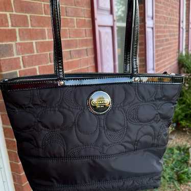 Coach Quilted Black Signature Stich Bag