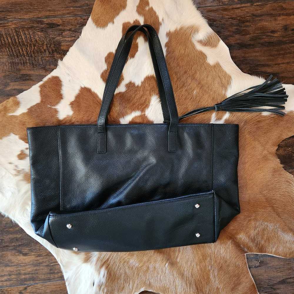 MILA Black Pebble Leather Tote Made In Los Angeles - image 2