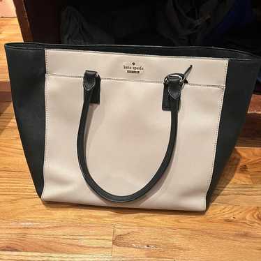 Kate spade black and cream leather tote bag - image 1