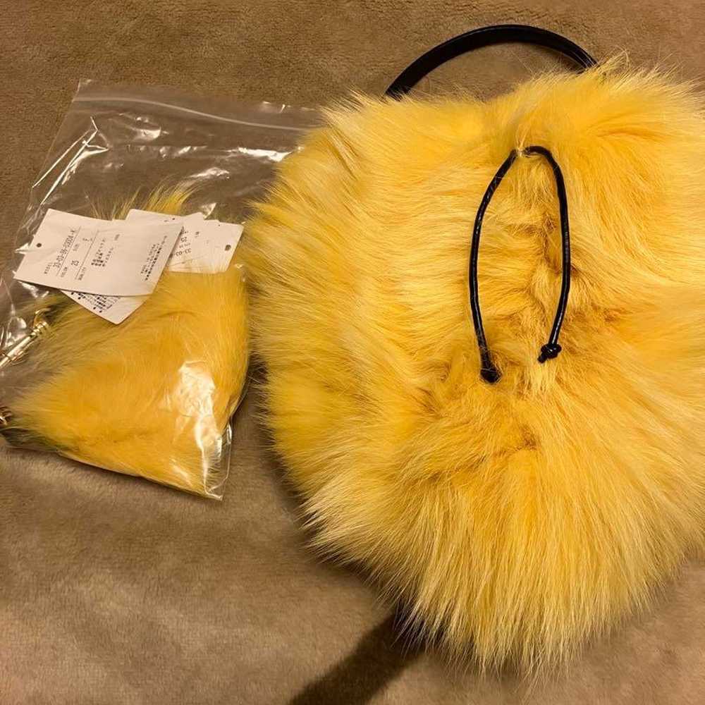 Yellow fur round handbag - image 2