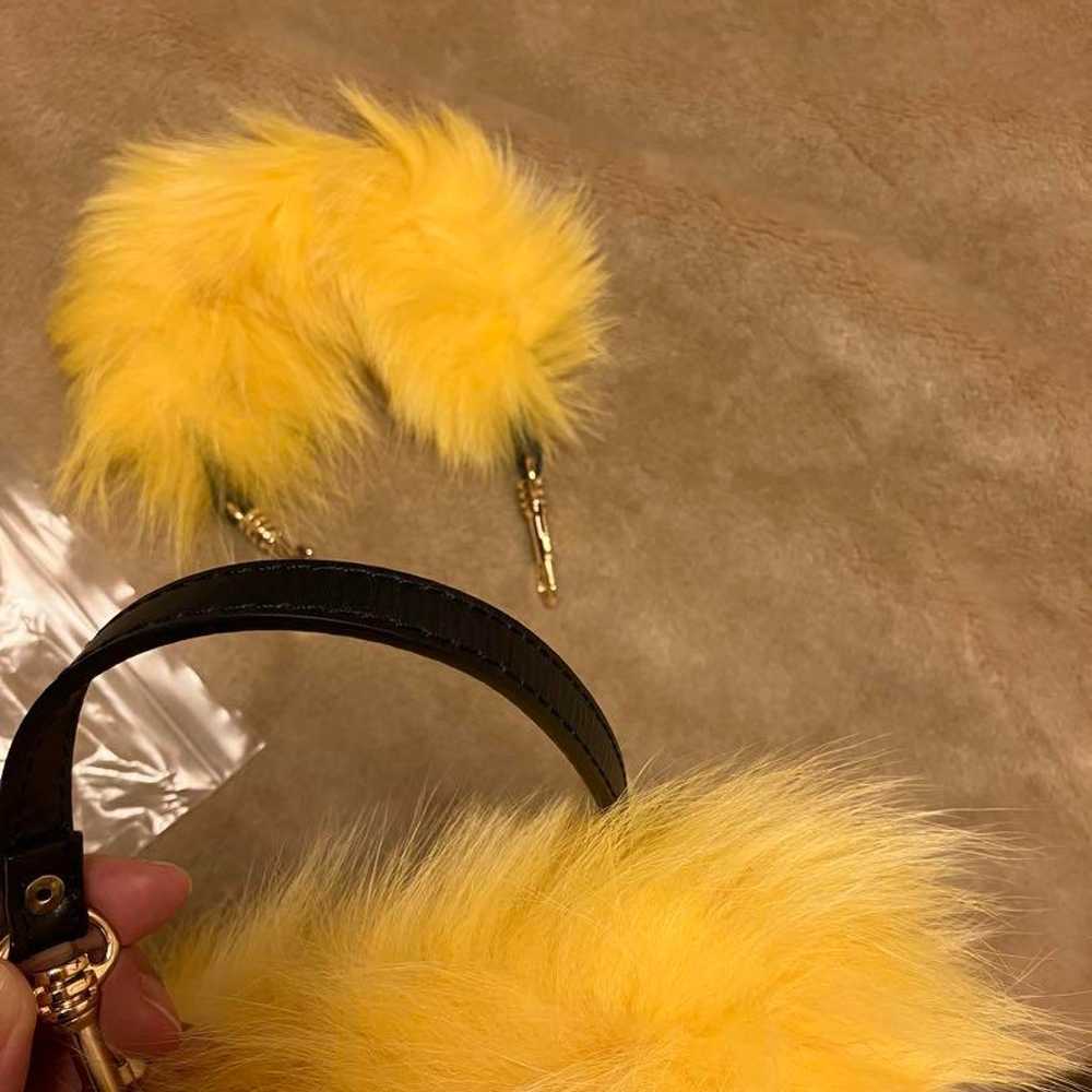 Yellow fur round handbag - image 4