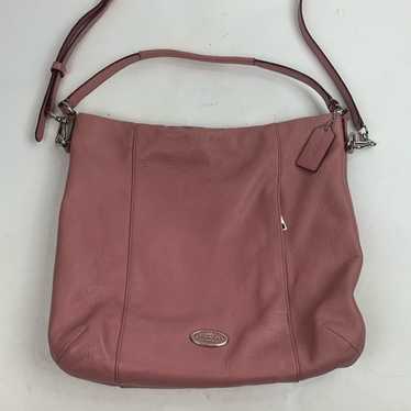 Coach Rose pink pebbled leather Shoulder Bag Silve