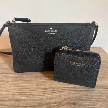 Kate Spade Glitter Crossbody Purse & Wallet Set