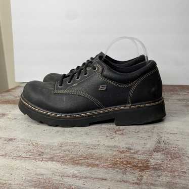 Vintage 90s 1990s Skechers Black leather Platform 