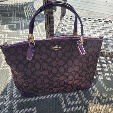 Coach Signature Mocha Brown Purple Shoulder Bag - image 1