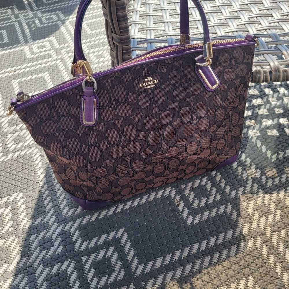 Coach Signature Mocha Brown Purple Shoulder Bag - image 2