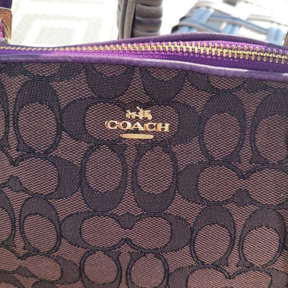 Coach Signature Mocha Brown Purple Shoulder Bag - image 3