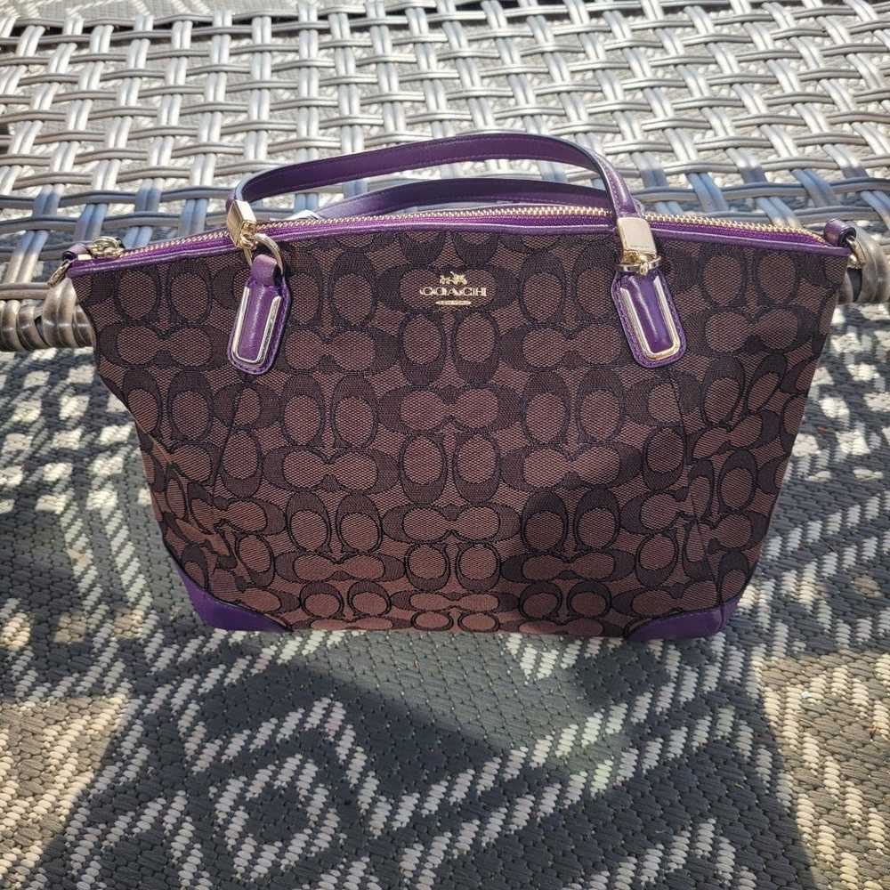 Coach Signature Mocha Brown Purple Shoulder Bag - image 5