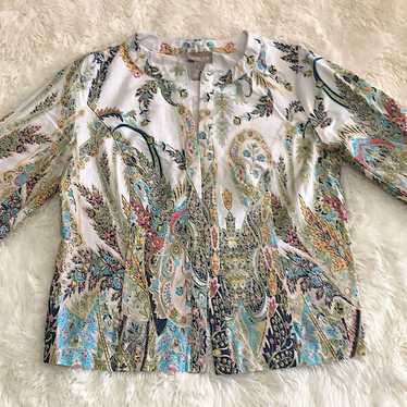 Chicos CHICOS Paisley Floral Open Front Blazer Top