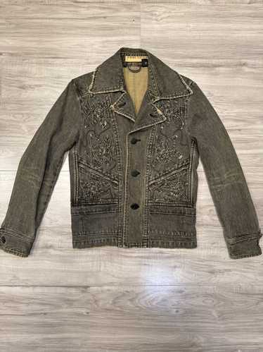 Japanese Brand Japanese denim jacket with flower d