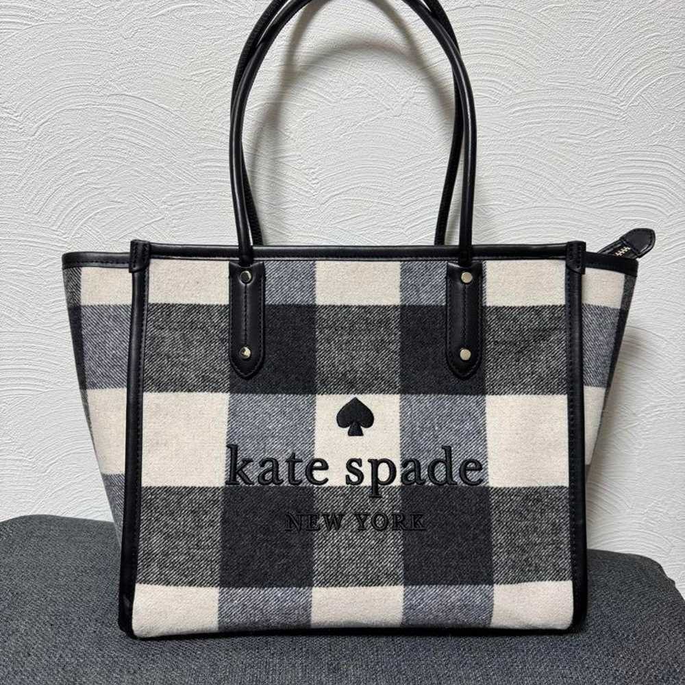 Kate Spade Black and White Checked Tote Bag - image 1