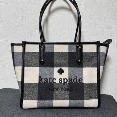 Kate Spade Black and White Checked Tote Bag - image 1