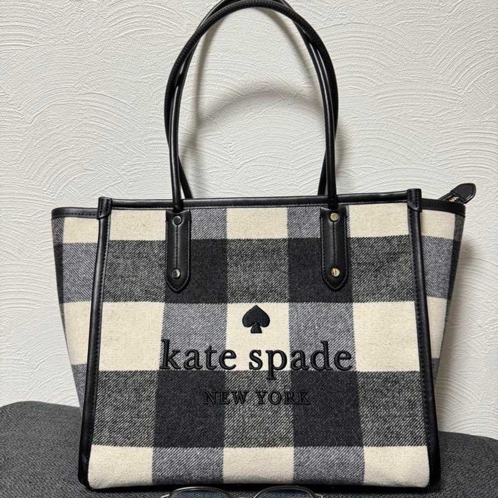 Kate Spade Black and White Checked Tote Bag - image 2