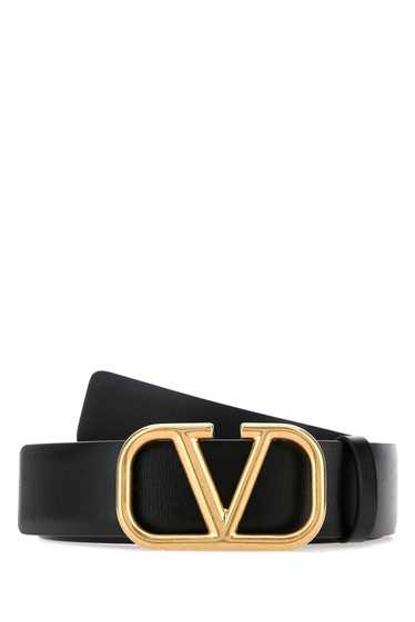 Valentino Garavani Black Leather Vlogo Belt