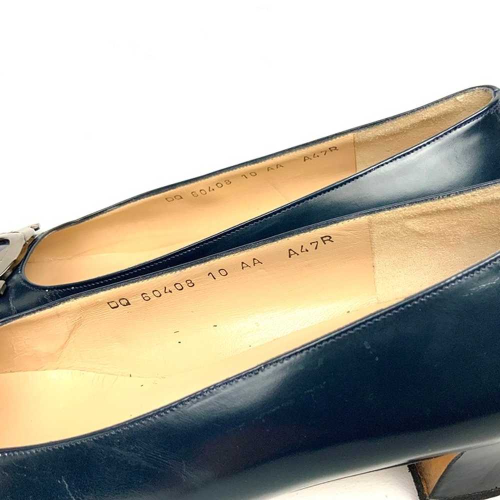 SALVATORE FERRAGAMO Leather Navy Heels With Metal… - image 5