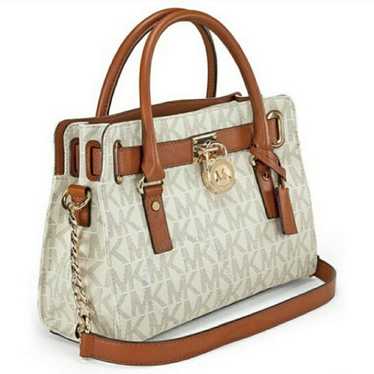 MICHAEL Michael Kors White/Brown Signature Coated… - image 1