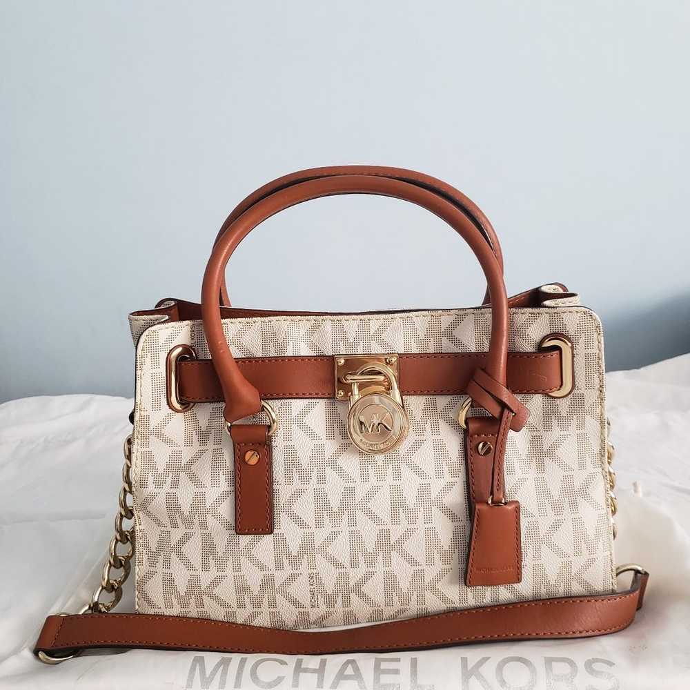 MICHAEL Michael Kors White/Brown Signature Coated… - image 2